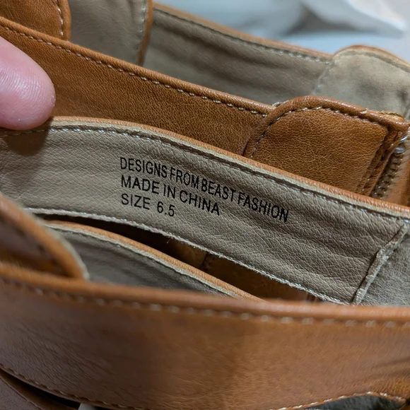 BEAST FASHION Cognac Cutout Block Heel Booties - Picture 2 of 3